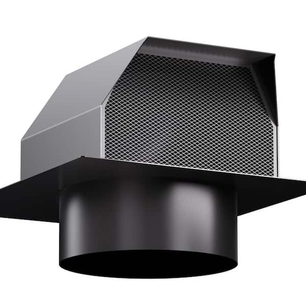 4 in. Black Heavy-Duty Steel Static Roof Vent, Roof Exhaust Vent for Ventilation System-with Damper, Houses Watertight