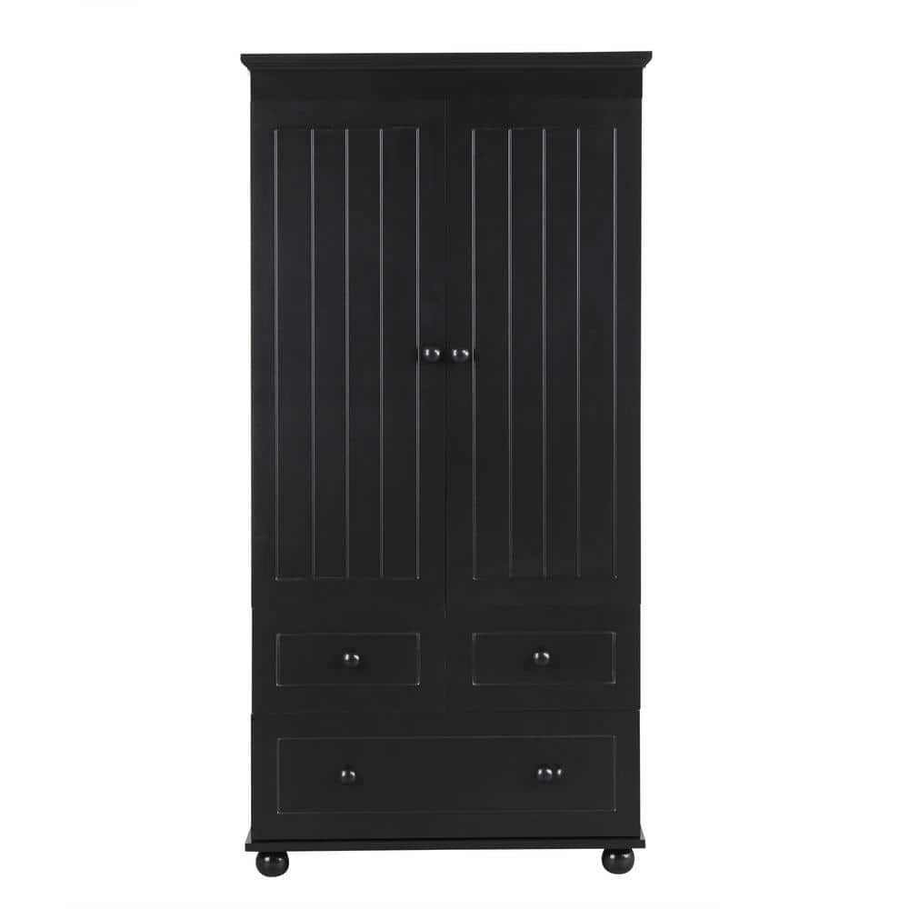 30.6 in. W x 15.8 in. D x 62.7 in. H Black Linen Cabinet with Adjustable Sh