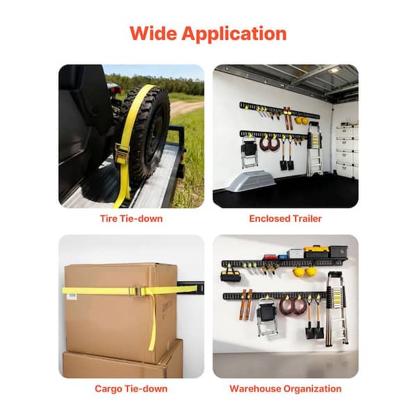 E-Track Tie-Down Rails, 4 Pack, 7.7 ft. E Track Rails Secures Cargo and Heavy Loads Up to 2,000 lbs., for Garages, Vans