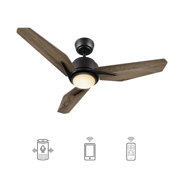 CARRO Tilbury 52 in. Integrated LED Indoor/Outdoor Black Smart Ceiling Fan with Light and Remote, Works with Alexa/Google Home