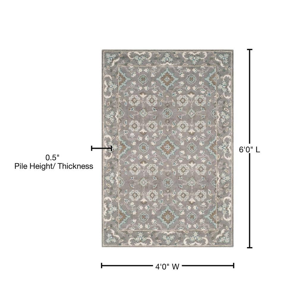 Gray Handmade Wool 4' x 6' Tufted Area Rug
