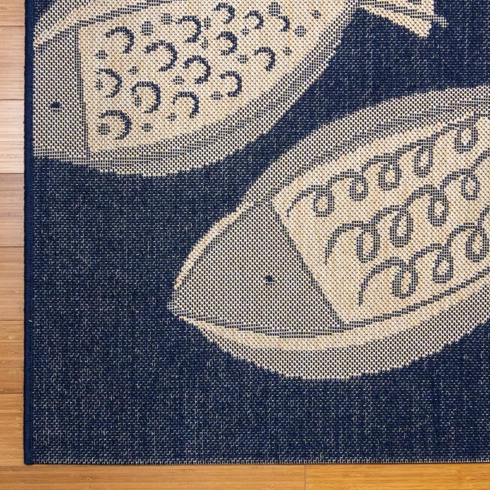 Navy Blue Fish Pattern Flatweave Indoor/Outdoor Rug