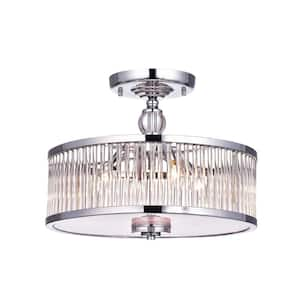 Santeri 16.9 in. Chrome Semi-Flush Mount with No Bulbs Included