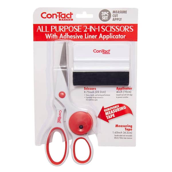 Gloss White and Red Scissors 5.90 in. D x 2.95 in. L Slip Resistant Drawer and Shelf Liners (1 Pack)