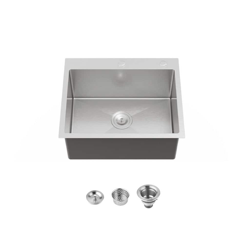 23 in. Drop-In Single Bowl 20 Gauge Dark Gray Stainless Steel Kitchen Sink with Standard Drain and Hook price history on PriceWatchPro