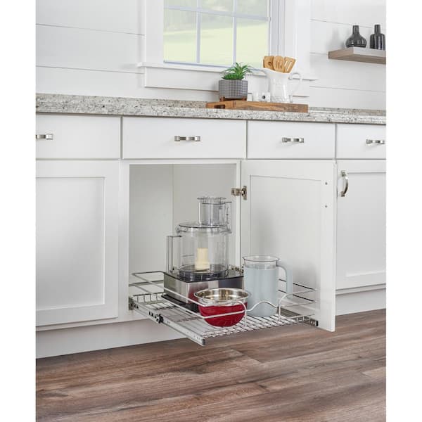 Silver Kitchen Cabinet Pull Out Shelf Organizer, 21 in. x 20 in.