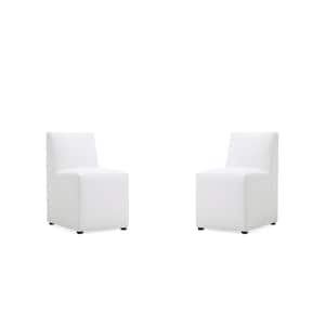 Anna Cream Square Faux Leather Dining Chair (Set of 2)