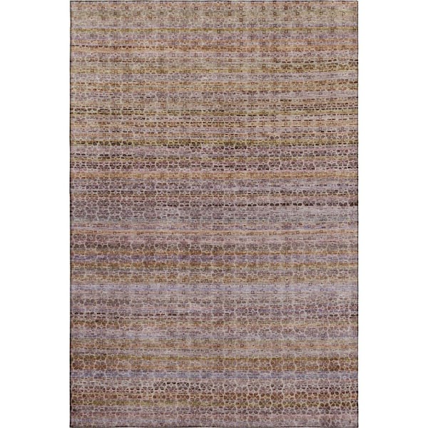 Mayfield Premium Machine Washable Abstract AMF2155 Khaki 3 ft. x 5 ft. Area Rug