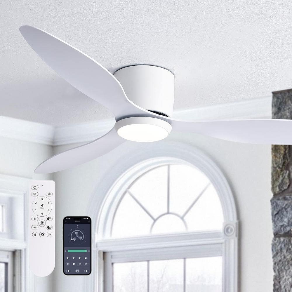 Pacific Core 52 in. Smart Indoor White Low Profile 3 Blades Ceiling ...