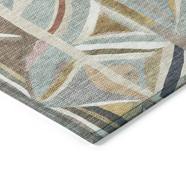 Chantille Machine Washable Indoor/Outdoor Abstract ACN2253 Taupe 8 ft. x 8 ft. Area Rug