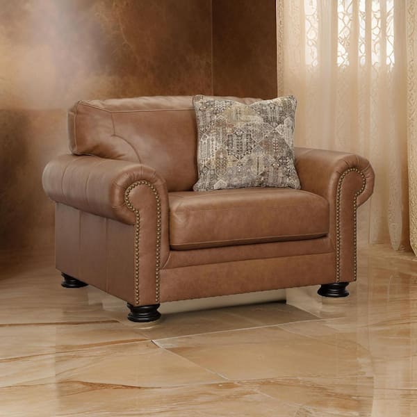 Benjara Multi-Colored Faux Leather Arm chair with Pillow and Oversized Design