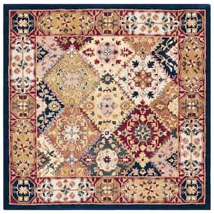 Heritage Multi/Red 4 ft. x 4 ft. Square Border Floral Area Rug