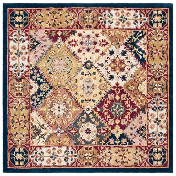 SAFAVIEH Heritage Multi/Red 4 ft. x 4 ft. Square Border Floral Area Rug