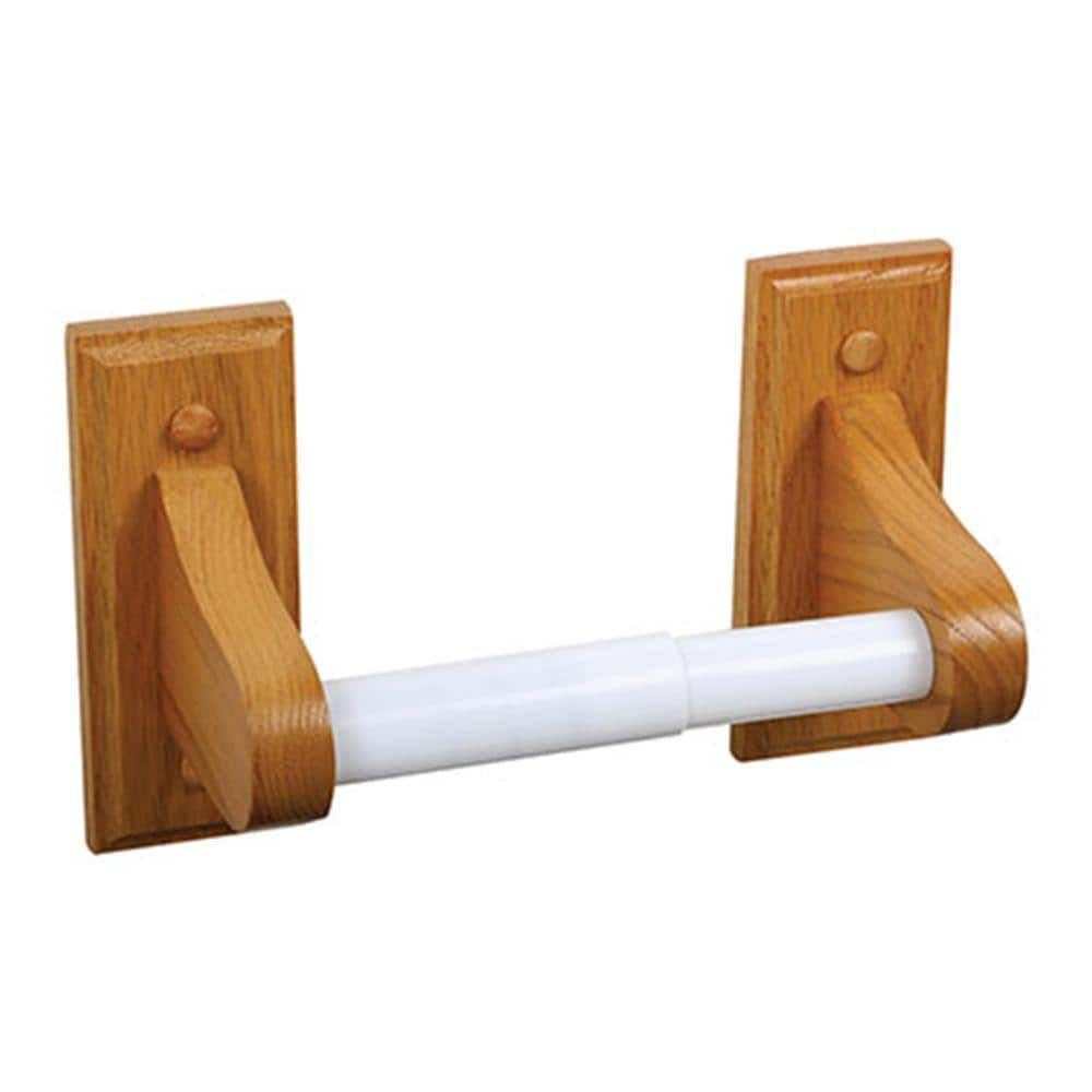 Design House Dalton Double Post Toilet Paper Holder in Honey Oak