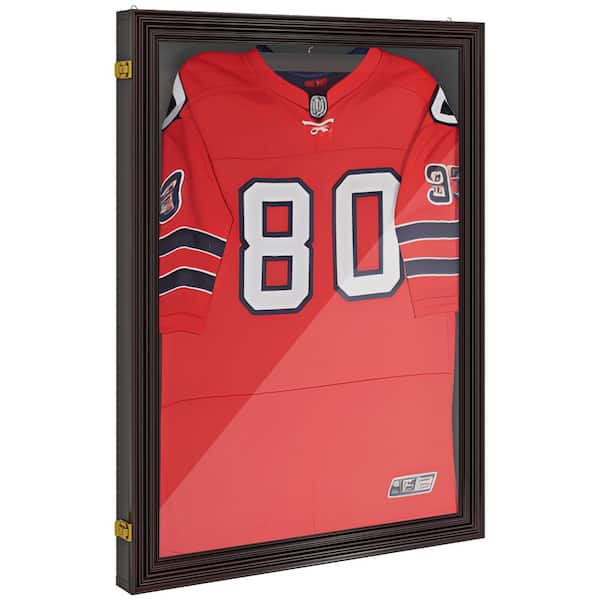 Unbranded 24 x 32 Brown Wood Picture Frame Jersey Display Case, Wall-Mounted Jersey Shadow Box, UV-Resistant and Dust Protection