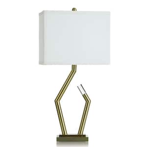 Antique Brass 33 in. Antique Brass/Off-White Table Lamp