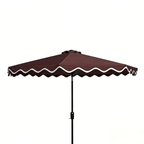 10 ft. Miro Market Outdoor Patio Umbrella in Dark Brown with Crank Lift System for Garden Beach Patio (without Base)