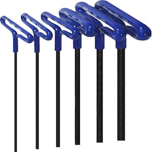 Cushion Grip Hex T-Key Allen Wrench - 6-Pieces Set Metric MM Sizes 2-6 (9 in. Shaft)