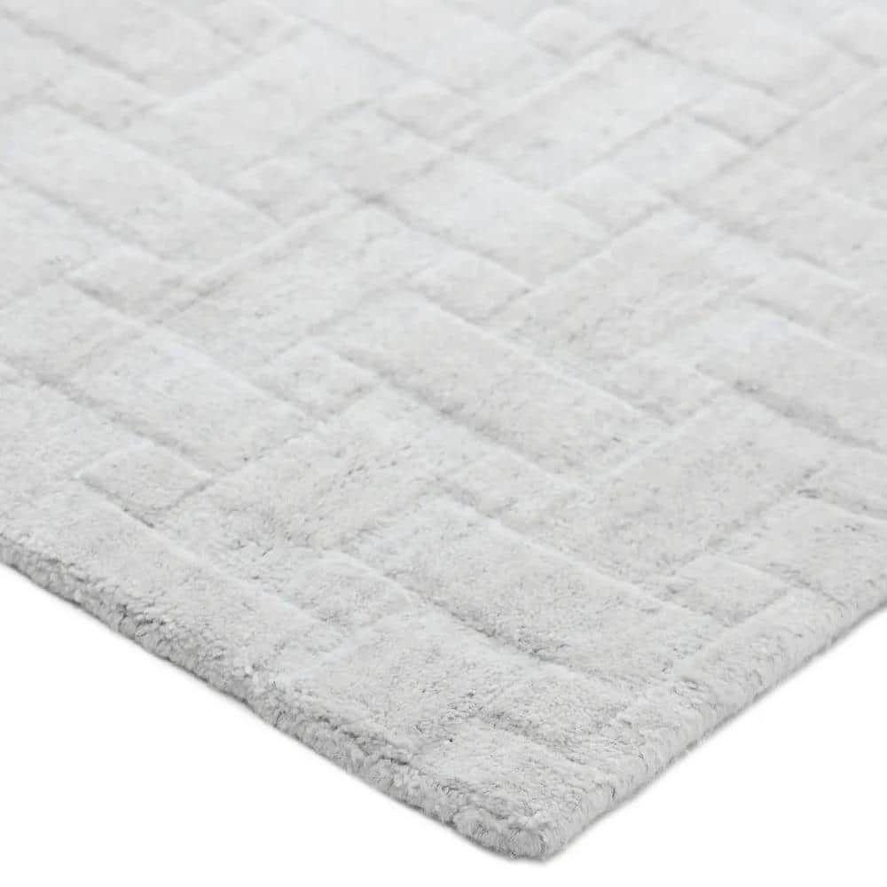 Elysian Gray Wool and Viscose Hand-Knotted 8' x 10' Area Rug