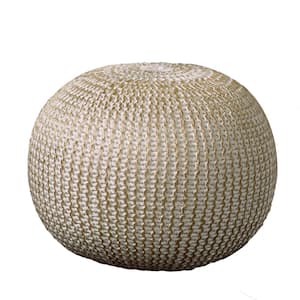 Amelia Gold Cotton Round Accent Ottoman