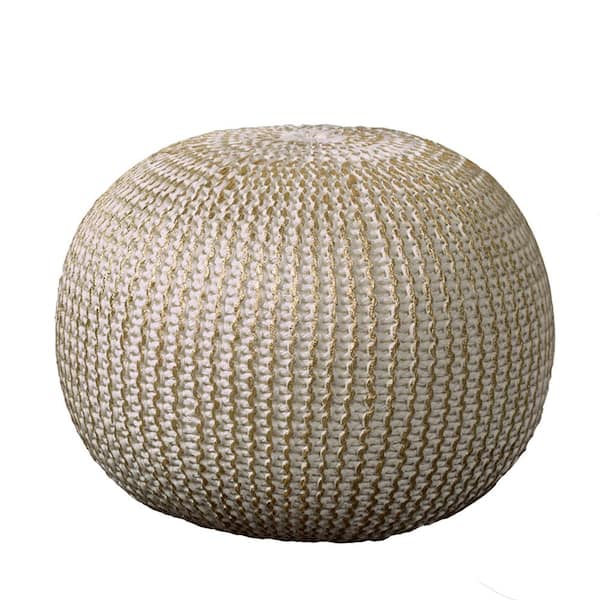 HomeRoots Amelia Gold Cotton Round Accent Ottoman