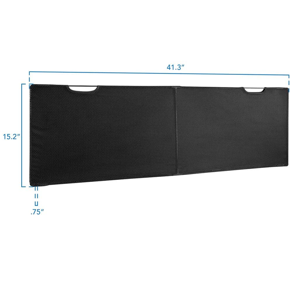Black Fabric Under Desk Privacy Panel with Organizer Pockets