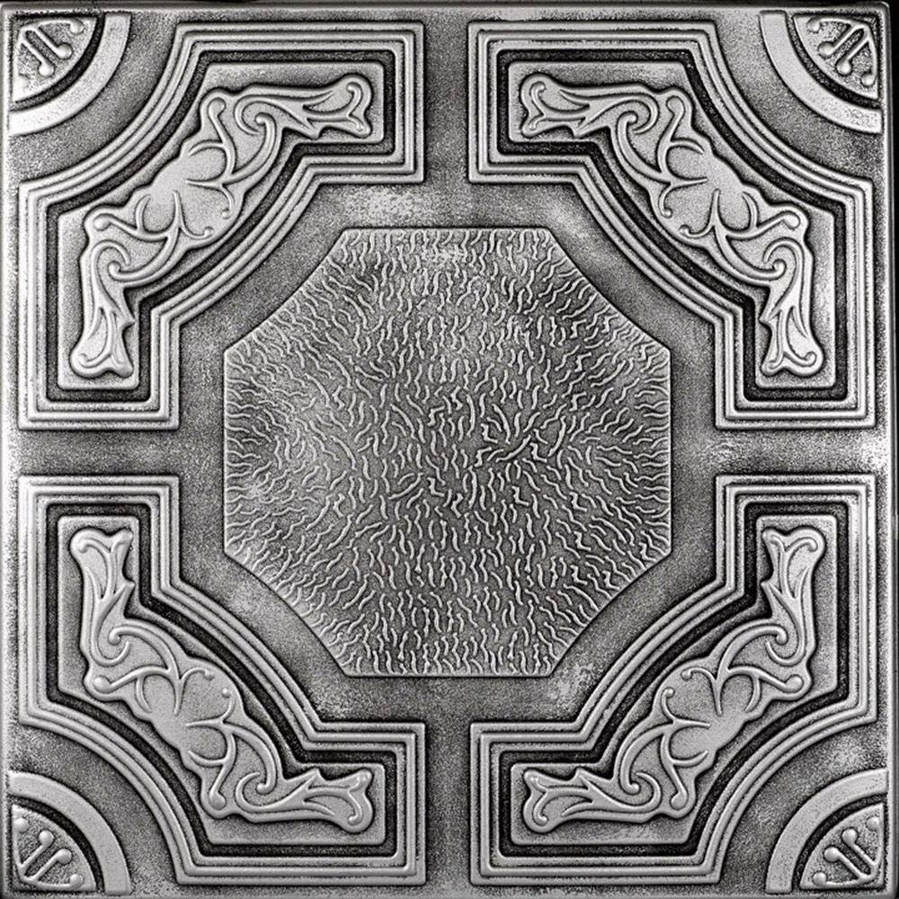 Antique Silver Faux Tin Glue-Up Ceiling Tile Set