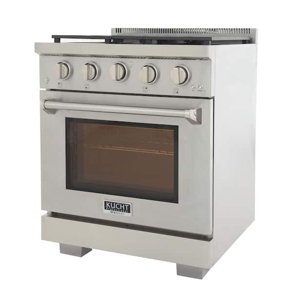 Kucht Gemstone Professional 30 in. 4.2 cu. ft. 4-Burners Natural Gas Range  with Convection Oven in Titanium Stainless Steel KEG303 - The Home Depot
