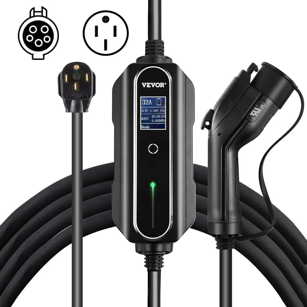 VEVOR EV Charger Level 2 32 Amp Portable Charging Station with 25 ft. J1772  Cable NEMA 14-50 Plug for Electric Cars CDQSMC32AACLEIE6CV4 - The Home