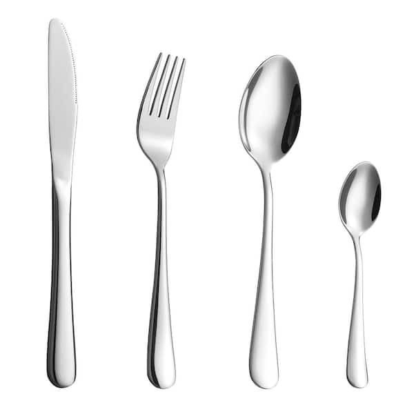 Velaze 16-Piece 18/8 Classic Mirror Polish Stainless Steel Flatware Set Silver Knife Fork Spoon Set (Service for 4)