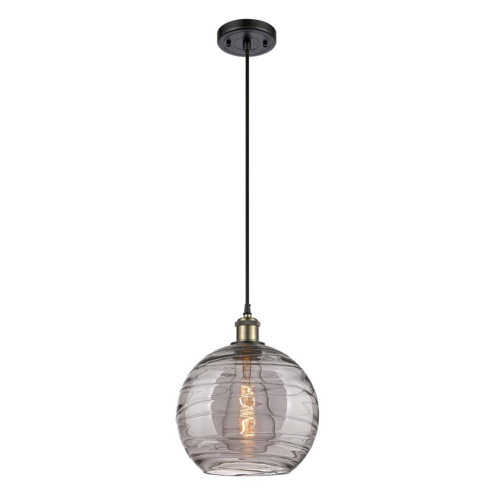 Athens Deco Swirl 100-Watt 1-Light Black Antique Brass Standard Mini Pendant Light with Painted Glass Shade price history on PriceWatchPro