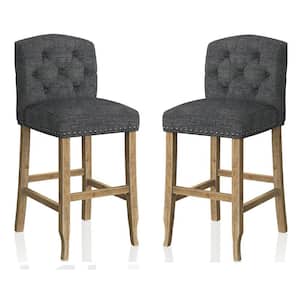 Brycentto 44.5 in. Dark Gray Low Back Wood Bar Stools (Set of 2)