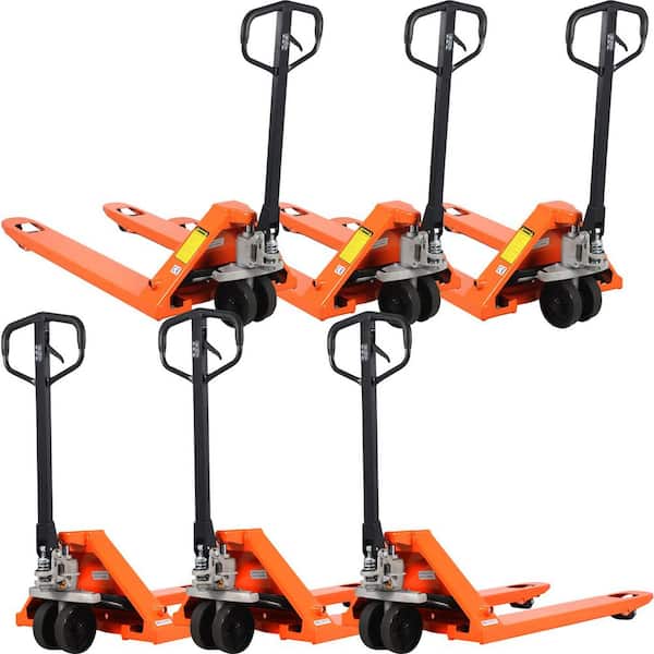 Hand Operated Orange 6,600 lbs. Manual Pallet Jack (6-Pack) 3 in. Fork Lowered Manual Pallet Truck 48 x 27 in. Fork