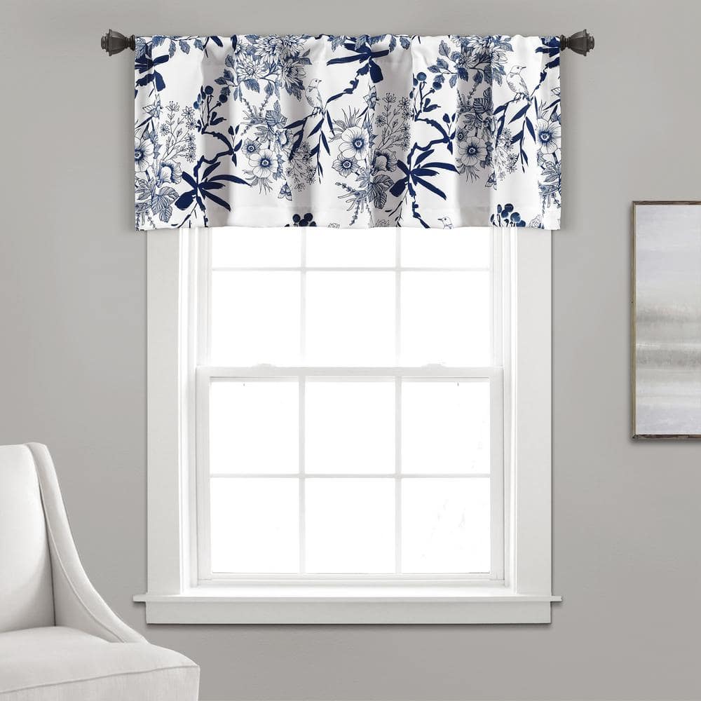 Lush Decor Botanical Garden Valance Navy Single 52X18 16T007860 - The ...