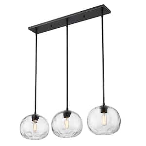 Chloe 3-Light Matte Black Linear Chandelier with No Bulbs Included