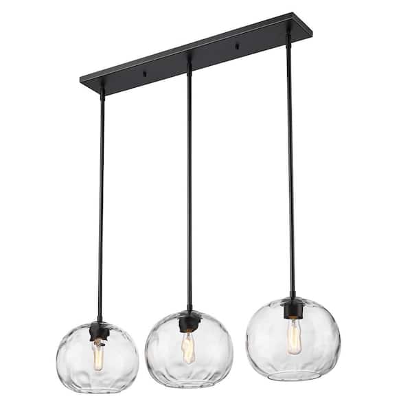 Unbranded Chloe 3-Light Matte Black Linear Chandelier with No Bulbs Included