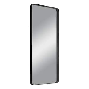 Modern Rectangle 32 in. W x 71 in. H Aluminium Alloy Deep Framed Full Length Mirror With Rounded Corner In Black