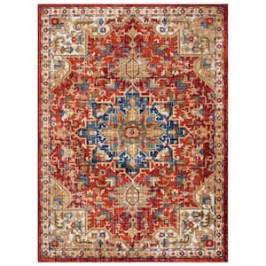 Howell Collection Red 5x7 Traditional Abstract Polypropylene Area Rug