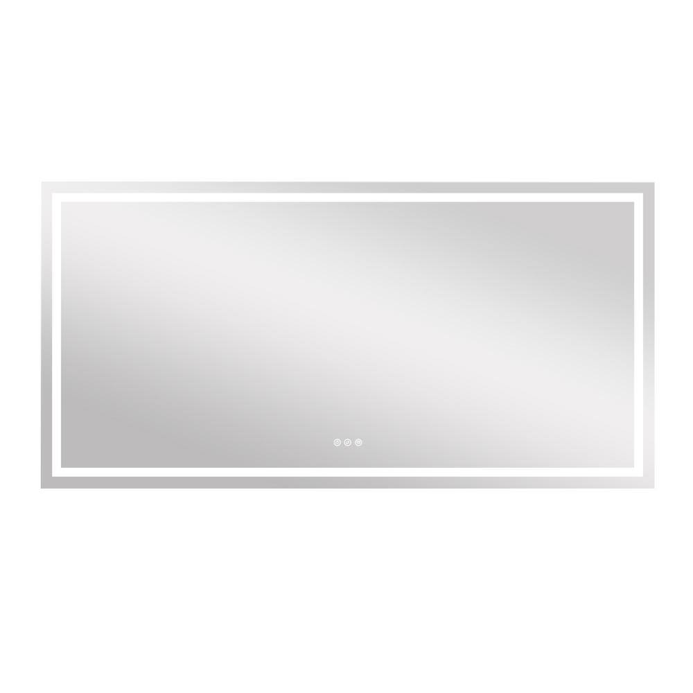WELLFOR 84 in. W x 42 in. H Rectangular Frameless AntiFog Wall