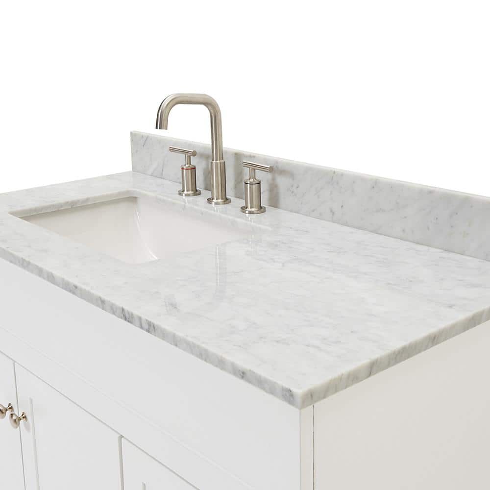 White Carrara Marble Top Single Basin Vanity Set