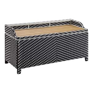 Seneka 41 in. 2-Person Black and White Aluminum Outdoor Storage Bench