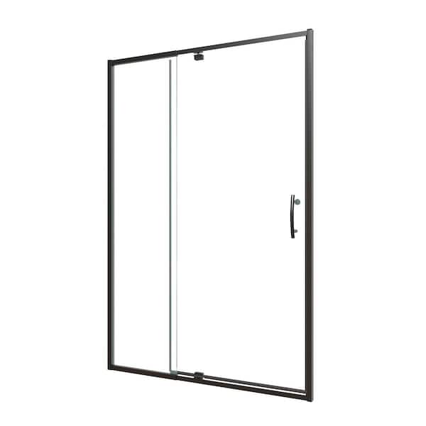 Hans 60 in. W x 74 in. H Double Sliding Semi-Frameless Shower Door in Matte Black with Clear Glass