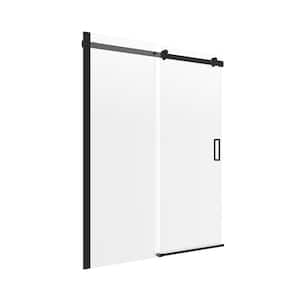 Lagoon 60 in. W x 60 in. H Sliding Frameless Tub Door in Matte Black Finish with Clear Glass