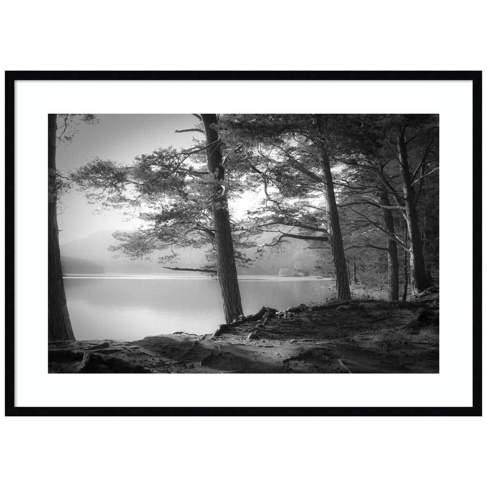 41" x 30" Black and White Scottish Lake Framed Landscape Print