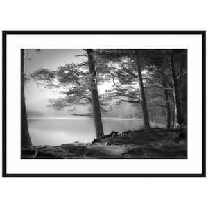"Scottish Lake" by Dorit Fuhg 1-Piece Wood Framed Black and White Nature Photography Wall Art 30 in. x 41 in.