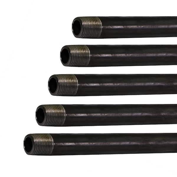 The Plumber's Choice 1-1/4 in. x 5 ft. Black Steel Pipe (5-Pack)  1160PBL-N-5 - The Home Depot