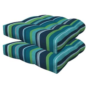 Outdoor Tufted Dining Seat Cushion Stripe Poolside (Set of 2)