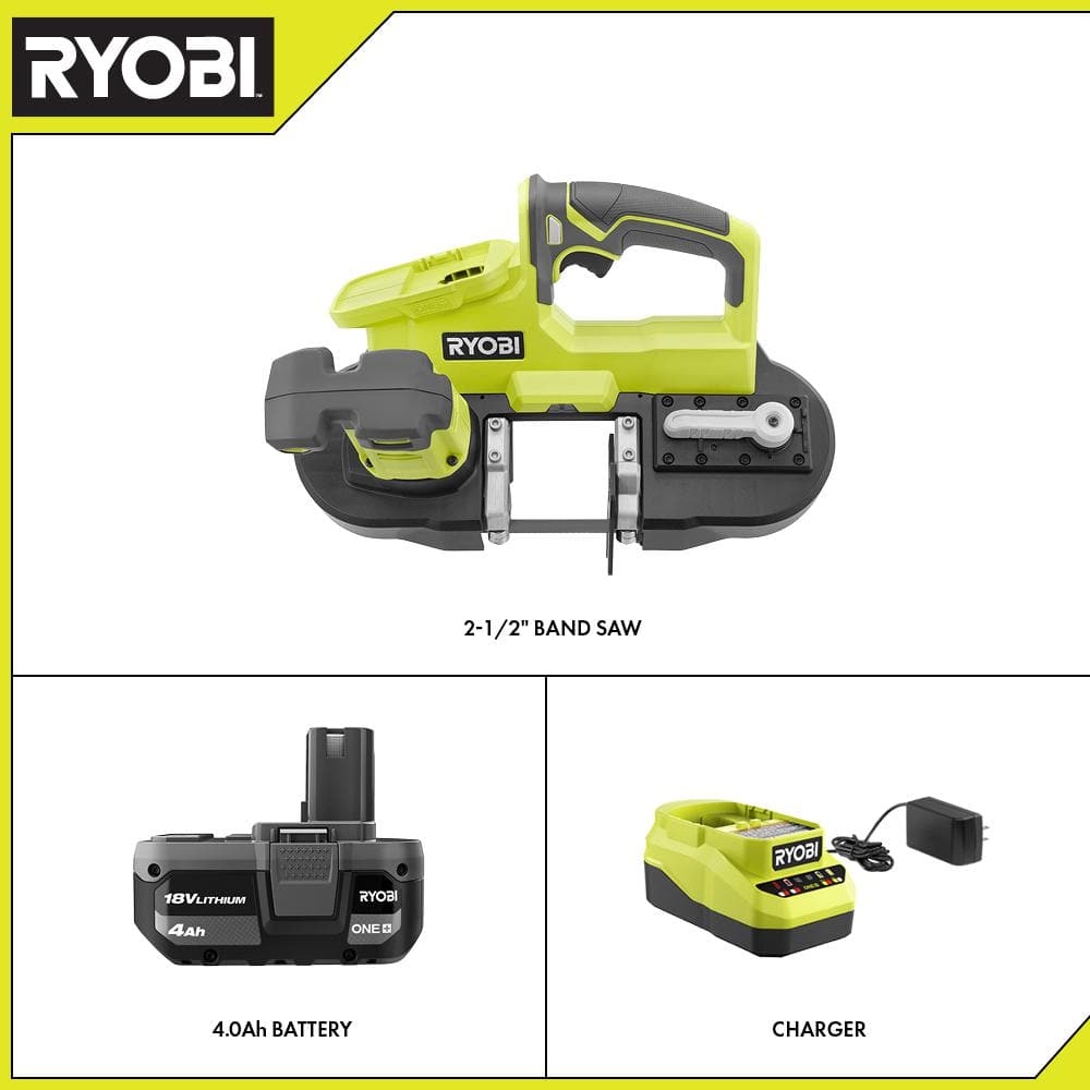 ONE+ 18V Cordless 2-1/2 in. Compact Band Saw Kit with (1) 4.0 Ah Lithium-ion Battery and 18V Charger - 1