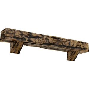 4 in. x 8 in. x 3 ft. Riverwood Faux Wood Fireplace Mantel Kit, Breckinridge Corbels, Natural Golden Oak