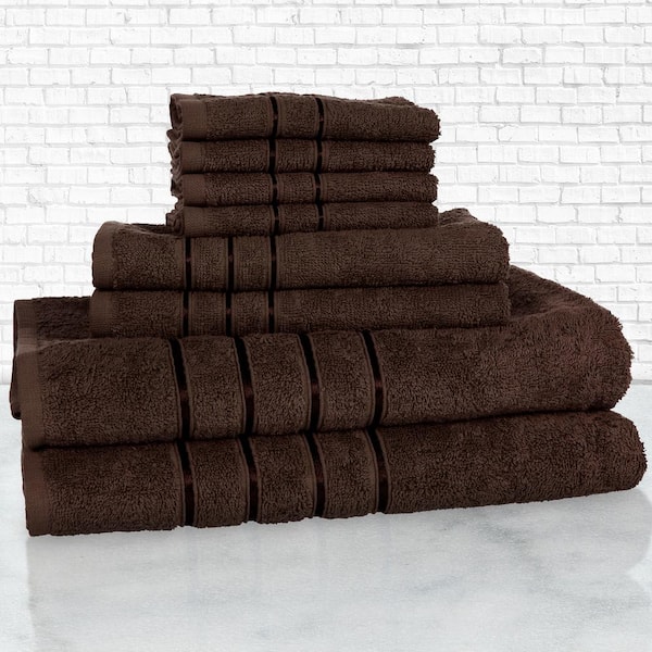 Lavish Home 100% Egyptian Cotton Zero Twist Towel Set in Chocolate